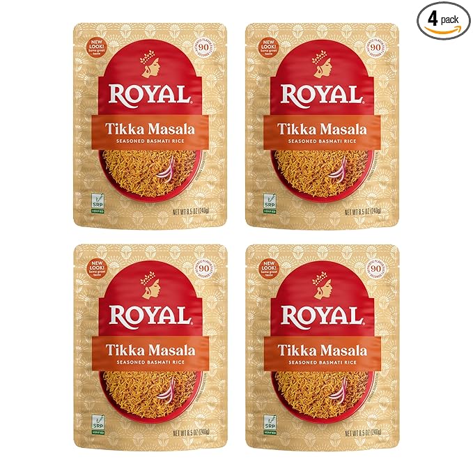 Royal Tikka Masala Basmati Rice - Ready to Heat Basmati Rice - (4 Pack) 8.5 oz Microwaveable Pouch