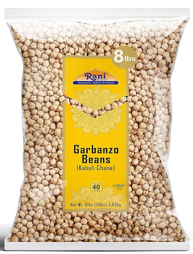 Rani Garbanzo Beans (Kabuli Chana) 128oz (8lbs) 3.63kg Bulk ~ All Natural | Vegan | Gluten Friendly | NON-GMO | Kosher | Indian Origin
