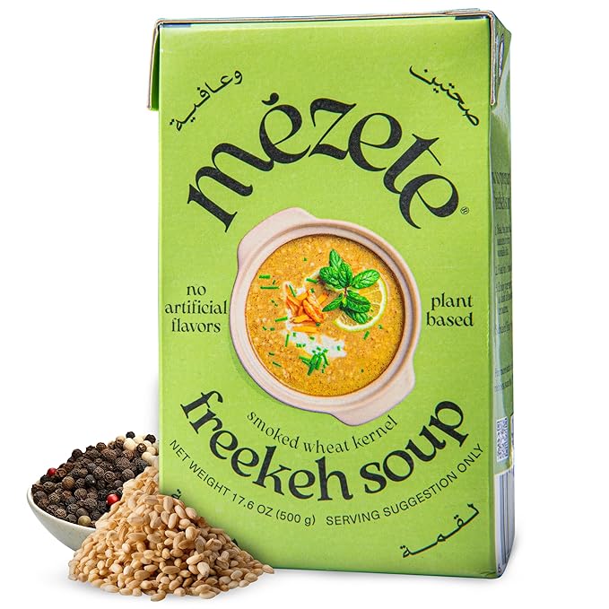 Mezete Preservative-Free Soup | Ready to Eat | Vegan Soup | Freekeh | Authentic Middle Eastern | No Artificial Flavors | Packaged Meals & Side Dishes | Shelf-Stable Prepared Soups | 390g