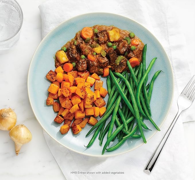 HMR Entrees Meals 6-Pack Vegetable Stew with Beef | Low Calorie Microwave Meals for Weight Loss | Ready to Eat Dinner | Premade Shelf-Stable Ready in 60 Seconds