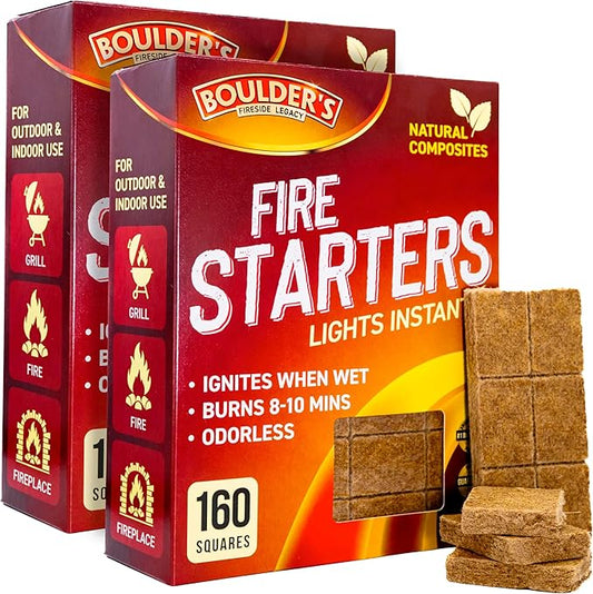 Fire Starter Cubes, 320 pcs - Bulk Pack - Fast Grill BBQ Charcoal Start - Odorless & Waterproof - Firestarter Squares for Campfire, Outdoor Fire Pit, Wood Stove, Fireplace, Logs - Camping Essentials