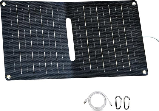 Portable Solar Panel (5V 2A Max) with USB-A Port for Cell Phone, Fan, Flashlight, IPX4 Waterproof Solar Panels, Foldable Solar Charger for Outdoor Camping, Hiking, Travel, Backpacking