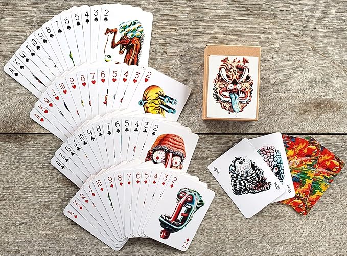 Ugly Monsters Playing Cards (Poker Deck 54 Cards All Different) Vintage Scary Ugly Monsters Cartoons Halloween