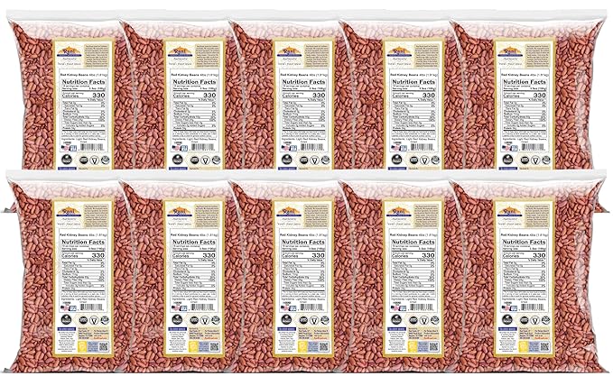 Rani Red Kidney Beans, Light 64oz (4lbs) 1.81kg ~ Pack of 10~640oz (40lbs) 18.14kg Total ~ All Natural | Vegan | Gluten Friendly | NON-GMO | Kosher | Raj Mah