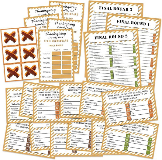 Thanksgiving Friendly Feud Card Game, Party Game for Family Activity, Games for Adults and Teens, Feud Quiz (gefeud01)