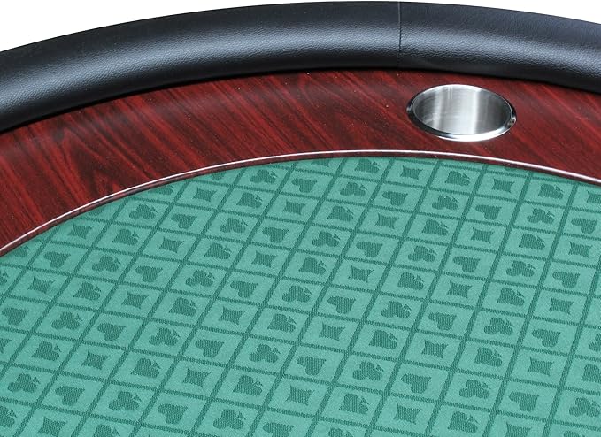 Poker Table 96 inches Light Series for 10 Player Games with Cup Holders Wooden Racetrack Felt Foldable Legs, Green