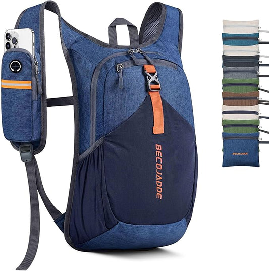 15L Small Hiking Backpack for Men Women Foldable Packable Back Pack Ultralight Hiking Daypack for Travel Camping Outdoor, Navy Blue
