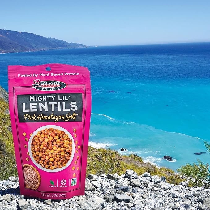 Seapoint Farms Mighty Lil??Lentils, Pink Himalayan Salt, Plant Based Protein, Vegan, Gluten-Free, Non-GMO, and Kosher Crunchy Snack for Healthy Snacking, 5 oz (Pack of 3)