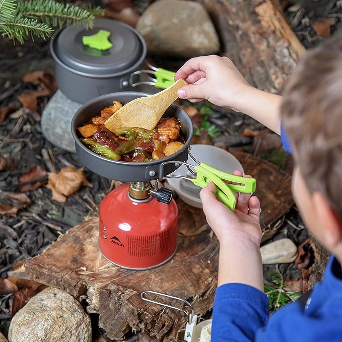 MalloMe Camping Cookware Mess Kit for Backpacking Gear ??Camping Cooking Set - Camping Pots and Pans Set - Backpacking Stove/Portable Stove Compatible - Camp Kitchen Equipment Accessories Pot