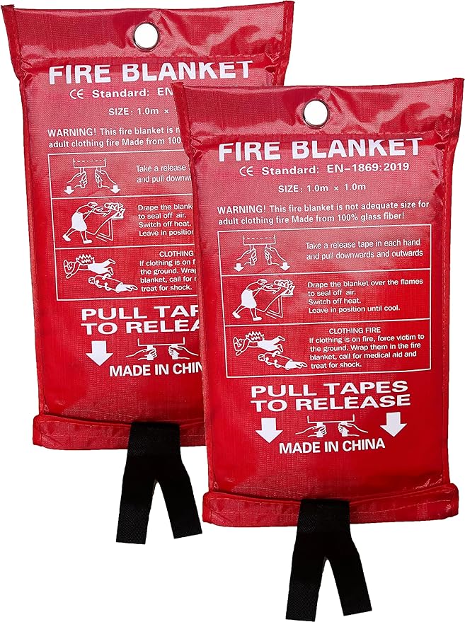 Lovelin 2-Pack Emergency Fire Blanket - 40' x 40' Fiberglass Fire Blanket (Red)