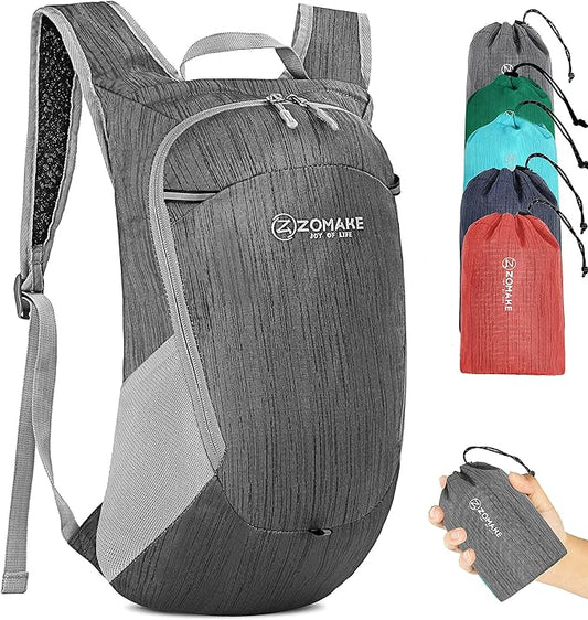 ZOMAKE Ultra Lightweight Packable Backpack 18L, Small Foldable Hiking Backpacks Water Resistant Folding Daypack for Travel(Black)