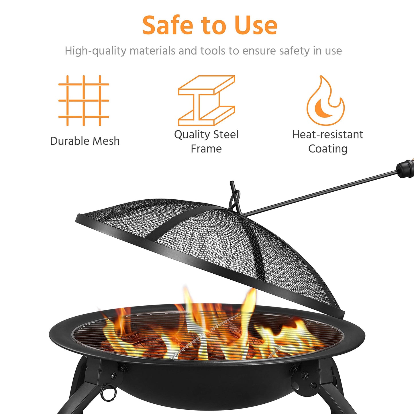 Yaheetech 21inch Fire Pit Portable Folding Steel Fire Bowl Garden Treasures Fire Pit for Outside