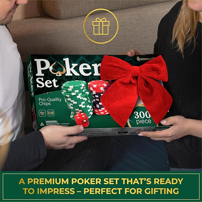 Poker Set with 300 Poker Chips 11.5 Gram for Texas Holdem ??Professional Weight Poker Chips Set with 2 Decks Cards, Big Small Dealer Buttons, and Dices ??Premium Poker in Aluminum Case