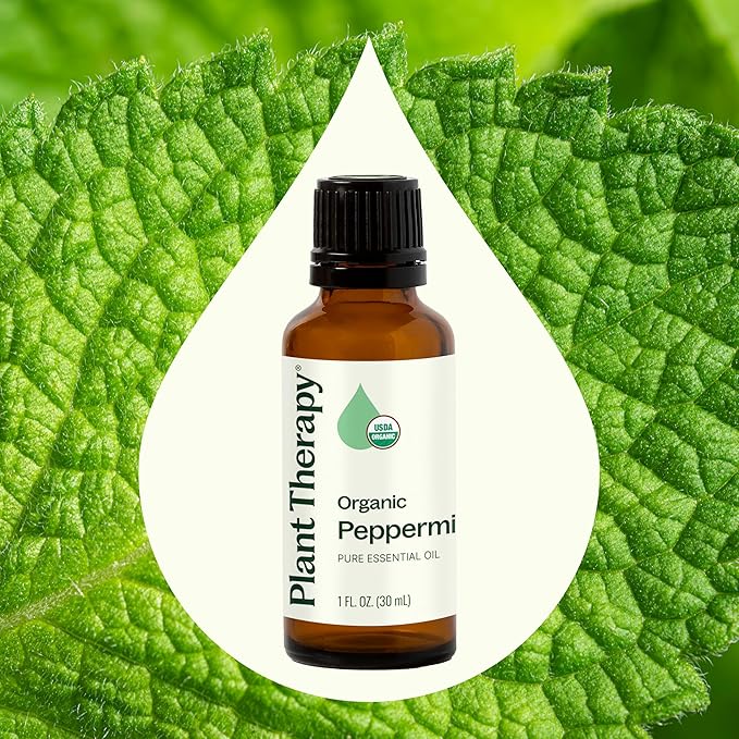 Plant Therapy Organic Peppermint Essential Oil 100% Pure, USDA Certified Organic, Undiluted, Natural Aromatherapy, for Diffusion, Skin, Hair, Therapeutic Grade 30 mL (1 oz)