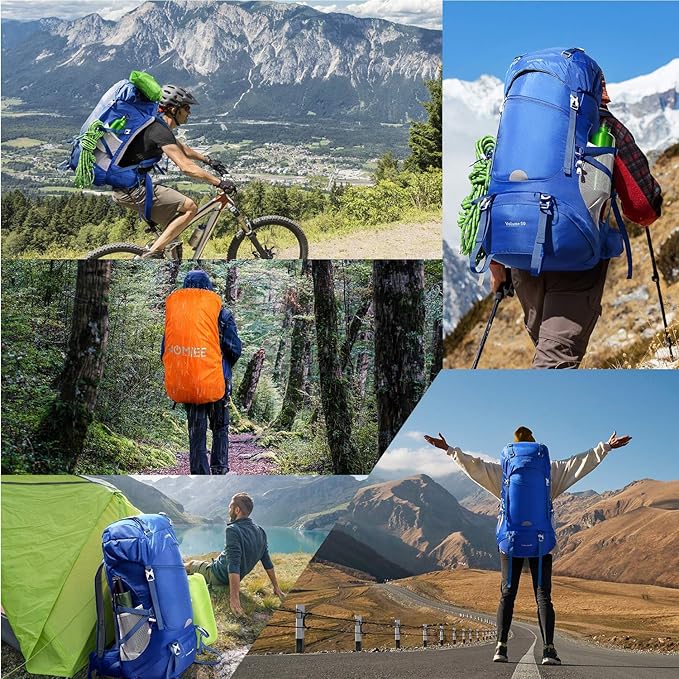HOMIEE 50L Hiking Backpack Travel Bag Waterproof Camping Rucksack with Rain Cover Lightweight Backpacking Backpack