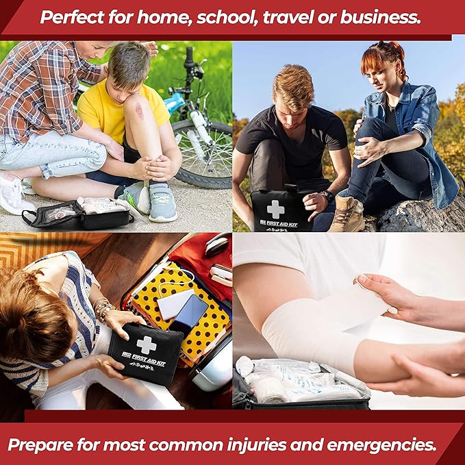 M2 BASICS Premium First Aid Kit, 300 Pieces, 40 Unique Items ??First Aid Kit for Home, Car, Vehicles, Business, Travel, Outdoors, Camping, Travel Sports ??Durable Bag, Emergency Medical Supplies