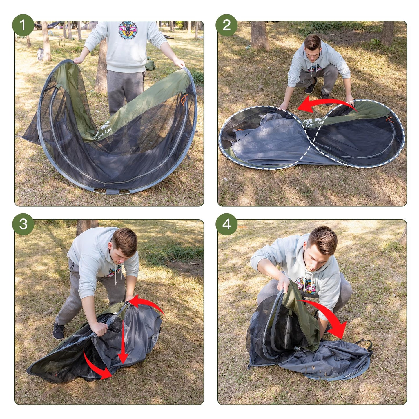 Night Cat Pop-up Mosquito Tent: 1 Person Camping Tent with Bug Screen Net Easy Set-up Tent Fits for