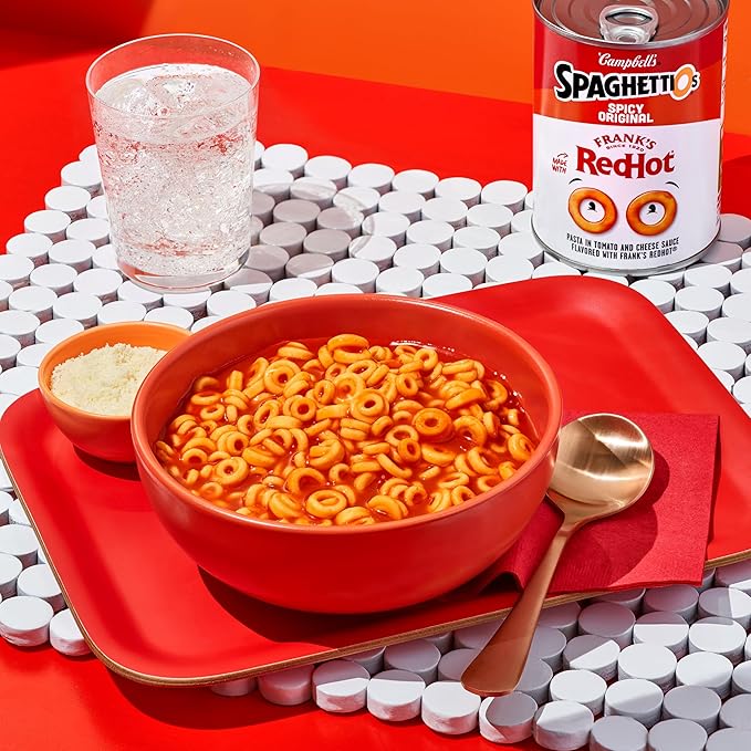 SpaghettiOs Spicy Original made with Frank's RedHot, Canned Pasta, 15.8 OZ Can (Pack of 4)