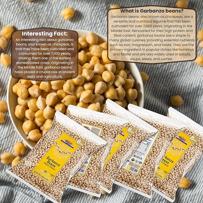 Rani Garbanzo Beans (Kabuli Chana) 128oz (8lbs) 3.63kg x Pack of 5 (Total of 40lbs) Bulk ~ All Natural | Vegan | Gluten Friendly | NON-GMO | Kosher | Indian Origin