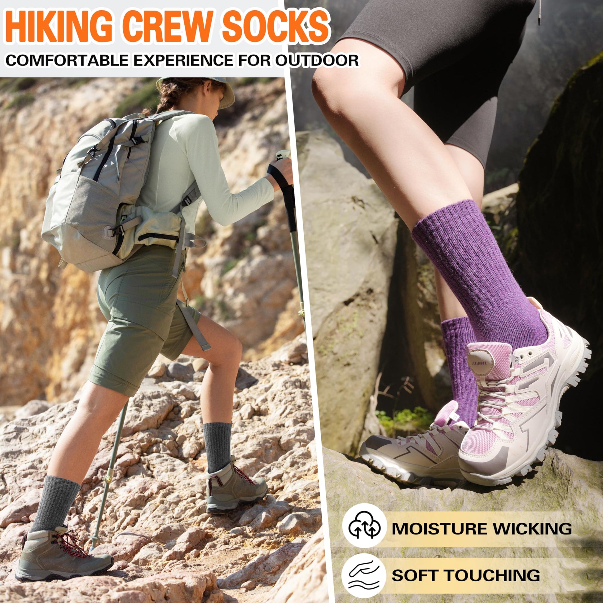 Sandsuced Merino Wool Socks for Women Hiking Warm Winter Thick Boot Thermal Cozy Crew Work Soft
