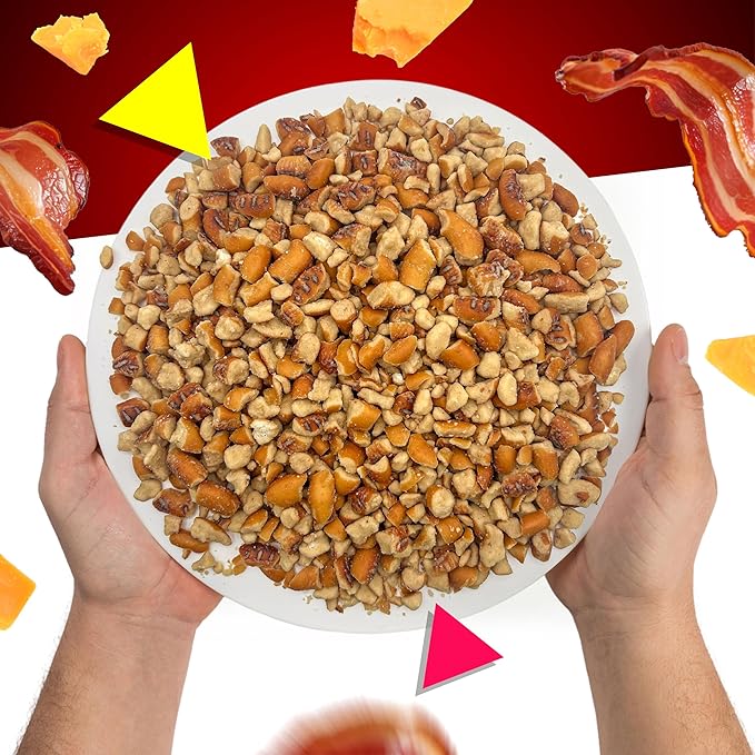 Smoky Bacon Cheese Pretzel Pieces | 1 Pound Bag | Bold Flavored, Naturally Seasoned Pretzels | Crunchy, Salty Pretzel Snacks with Cheddar and Bacon