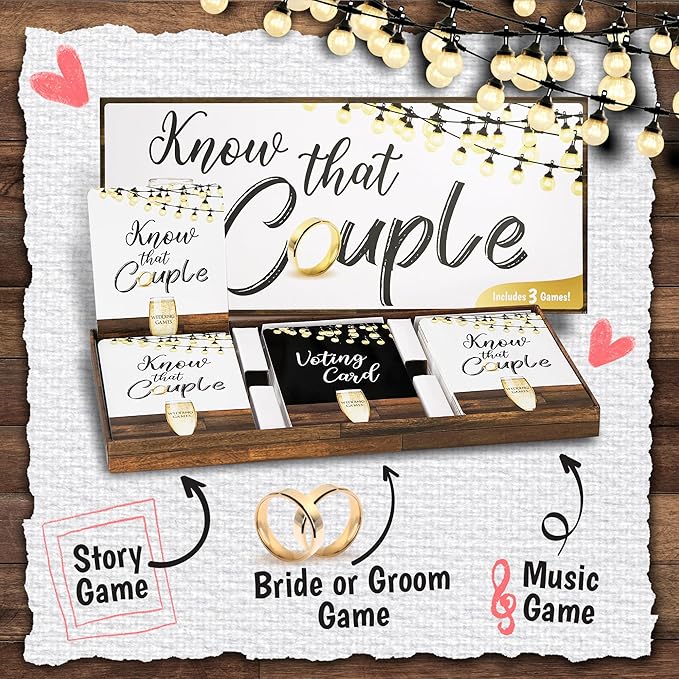Know That Couple - Bridal Shower & Engagement Party Game 3-in-1 Wedding Celebration Game Fun Storytelling, Music Challenge & Who Knows The Couple Best? Perfect for Bachelorette & Wedding Party Guest