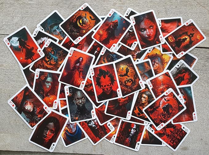 Gothic Halloween Playing Cards (Poker Deck 54 Cards All Different) Gothic Witches at Halloween Night Thriller Halloween Posters