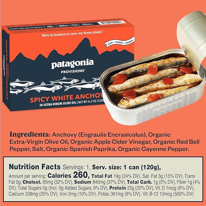 Patagonia Provisions Ultimate Anchovies Sampler Bundle with Sourdough Sea Salt Crackers