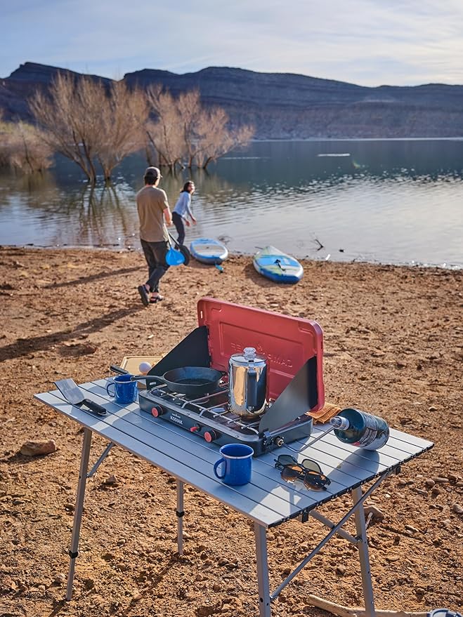 Camp Chef Mountain Series Kodiak - High Outpt Two-Burner Camp Stove - Lid Doubles as Windscreen - Portable Cooking Stove - For Outdoor Cooking - 20,000 BTU?™s