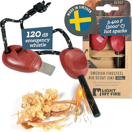 Light My Fire Flint Fire Starter Ferro Rod Survival Tool Scout — Fire Steel Bushcraft Gear — Flint and Steel Magnesium Fire Starter Kit — 2-in-1 Fire Starters for Campfires — 3,000 Strikes