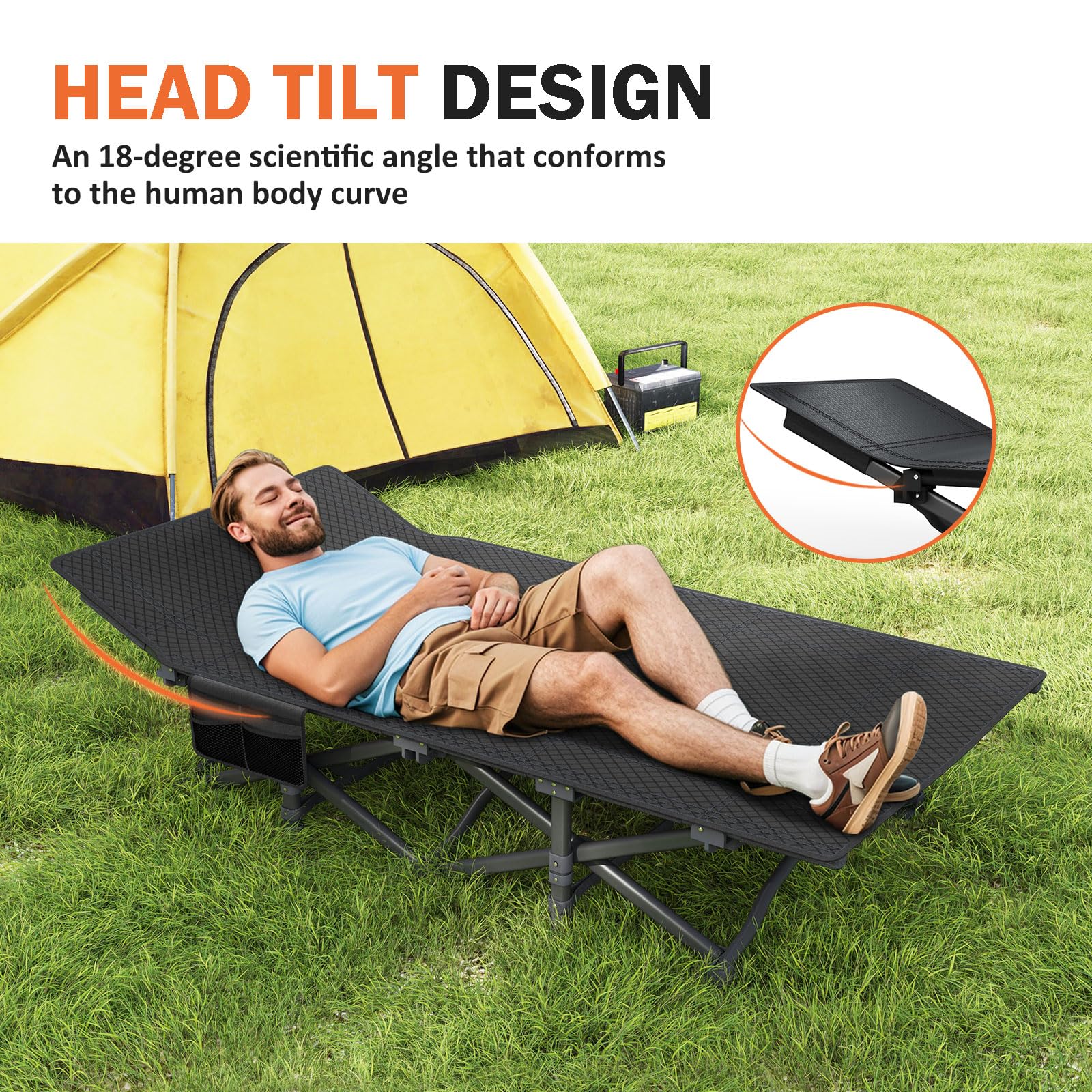 ATORPOK Camping Cot for Adults with Comfortable Cushion, Folding Bed