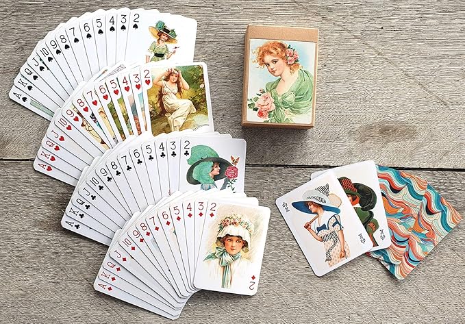 Beautiful Girls Playing Cards (Poker Deck 54 Cards All Different) Vintage Lovely Beautyful Girls Portrait Art Nouveau Posters