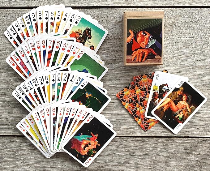 Mystery and Adventure Playing Cards (Poker Deck 54 Cards All Different) Vintage Hardboiled Detective Crime Action Comic Book Illustration Collection