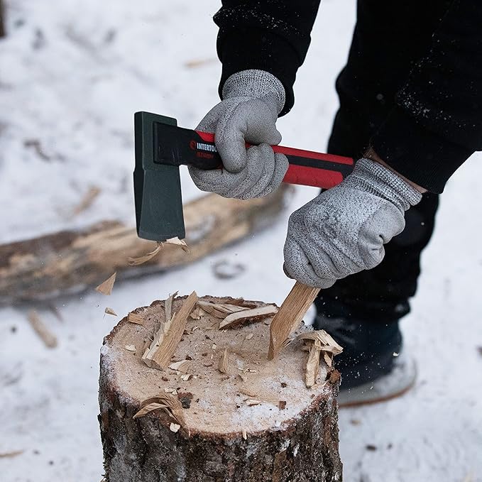 INTERTOOL Hatchet Lightweight for Camp Firewood Splitting & Kindling - Small 14" Wood Chopping Axe