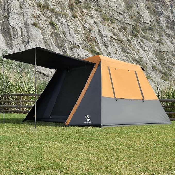 EVER ADVANCED Blackout Design 6 Person Camping Tent, Instant Cabin Tent for Family with Vestibule and Large Mesh Windows, 60s Easy Setup, Double Layer, Water-Resistant
