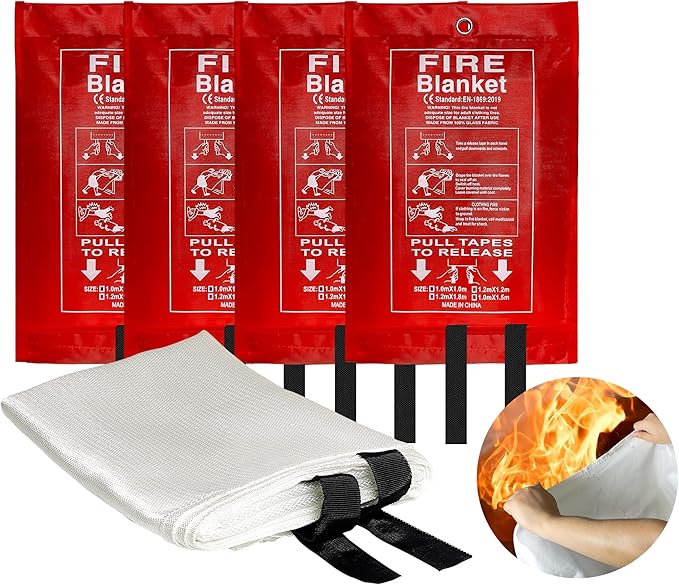 40??x 40??Emergency Fire Blanket - Flame Suppression Fiberglass Blankets for Home, Kitchen, Camping, Car, Office, Warehouse, Emergency Survival Safety - Fire Extinguisher Alternative (4, 40*40)