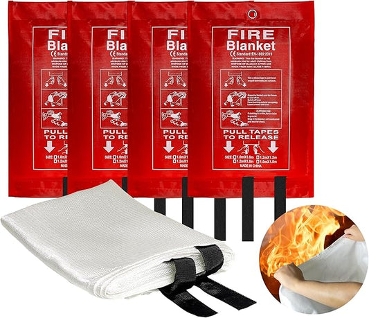 40??x 40??Emergency Fire Blanket - Flame Suppression Fiberglass Blankets for Home, Kitchen, Camping, Car, Office, Warehouse, Emergency Survival Safety - Fire Extinguisher Alternative (4, 40*40)
