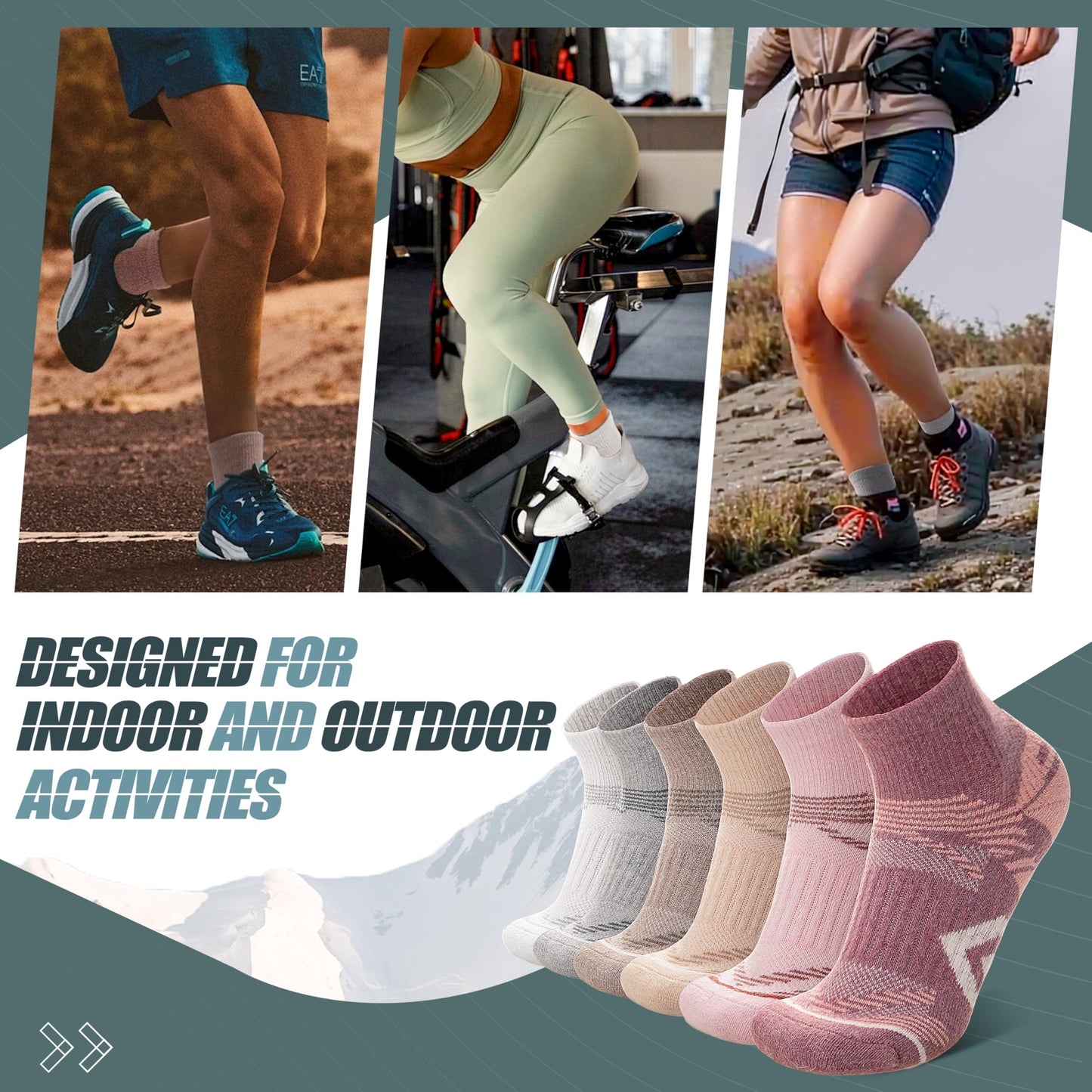 ANTSANG Merino Wool Quarter Ankle Hiking Running Socks for Women Men