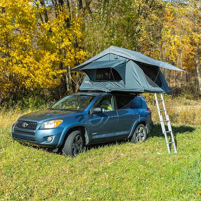 RecPro Soft Rooftop Tent with Mattress Pad | Extendable Ladder | Ventilation & Airflow | Weather Protection | Fits Up to 3 People