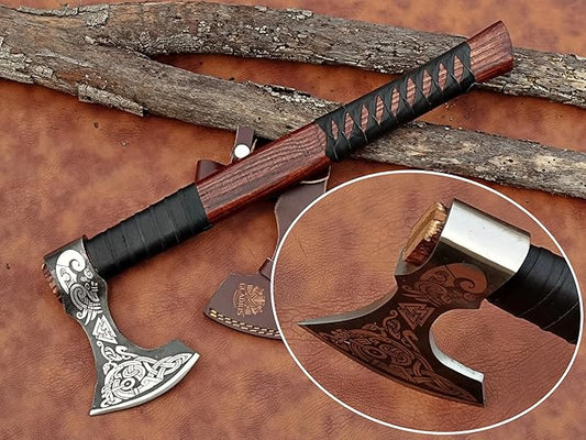 | Exquisite Handmade Viking Axe - Ideal for Collectors & Enthusiasts | Authentic, Artisan-Crafted | Medieval Styled Axe with Durable and Robust High Carbon Steel (GC-AX08)