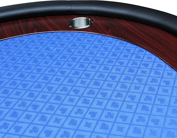 Poker Table 96 inches Light Series for 10 Player Games with Cup Holders Wooden Racetrack Felt Foldable Legs, Blue