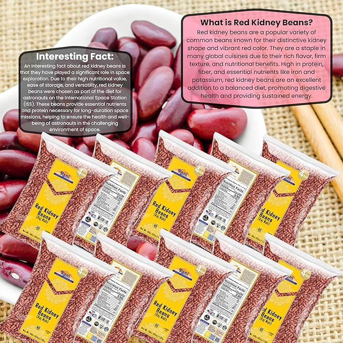 Rani Red Kidney Beans, Light 64oz (4lbs) 1.81kg ~ Pack of 10~640oz (40lbs) 18.14kg Total ~ All Natural | Vegan | Gluten Friendly | NON-GMO | Kosher | Raj Mah