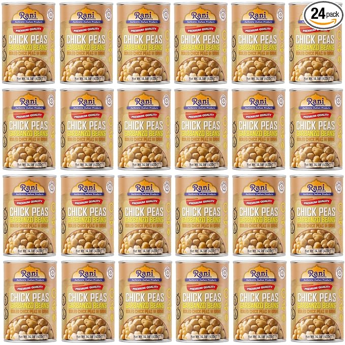 Rani Chick Peas, Garbanzo Beans (Boiled Chick Peas in Brine) Kabuli Chana 14oz (400g) Pack of 24 ~ Easy Open Can | All Natural | Vegan | Gluten Friendly | NON-GMO | Kosher | Indian Origin