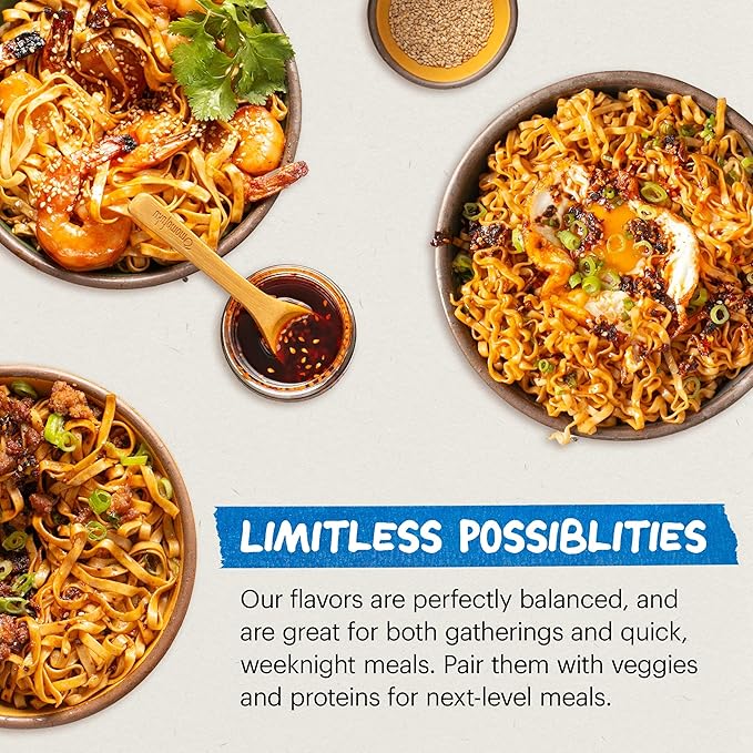 Momofuku Sweet & Spicy Ramen Noodles by David Chang, 5 Count (Pack of 1) Air-Dried Vegan Instant Noodles with Sauce