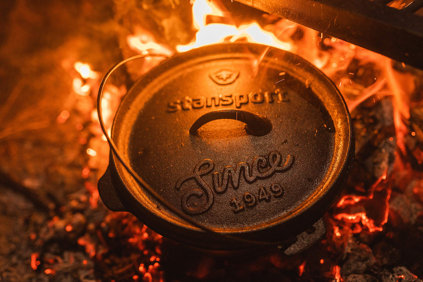 Stansport's Cast Iron Dutch Oven with Lid (16018-20) - 2 Quart Capacity, Durable Cast Iron