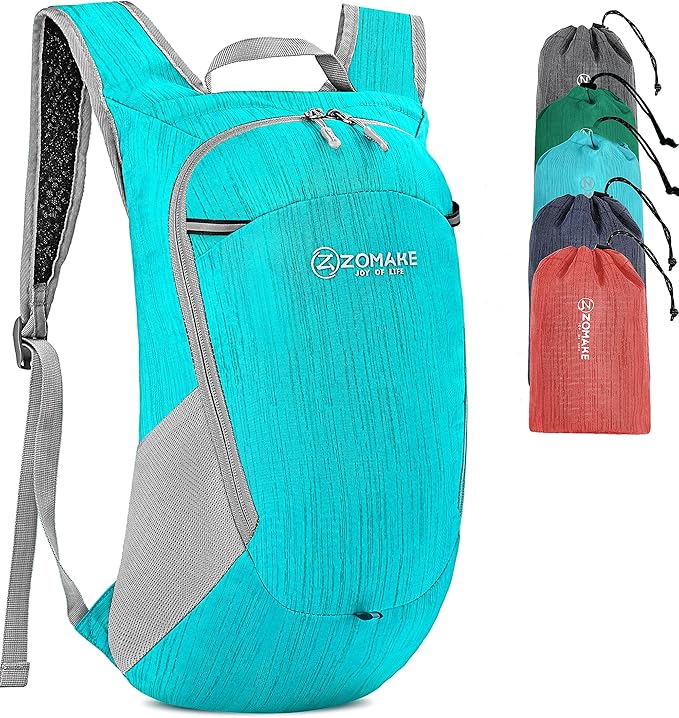 ZOMAKE Ultra Lightweight Packable Backpack 18L, Small Foldable Hiking Backpacks Water Resistant Folding Daypack for Travel(Aqua Blue)