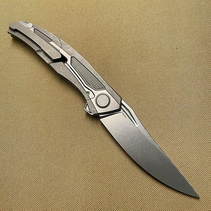 Titanium Pocket knife Customized Folding knives M390 Blade Frame lock with stonewash Titanium Handle