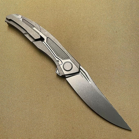 Titanium Pocket knife Customized Folding knives M390 Blade Frame lock with stonewash Titanium Handle
