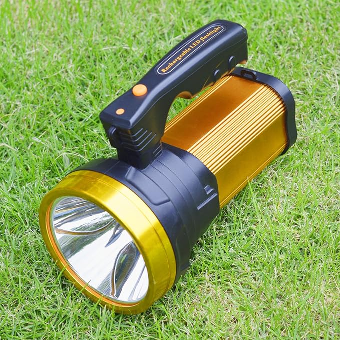 Heavy Duty Flashlight ??Bright Rechargeable Searchlight with 2 Modes ??Led Spotlight Handle ??Easy to Use ??Built-in Rechargeable Battery