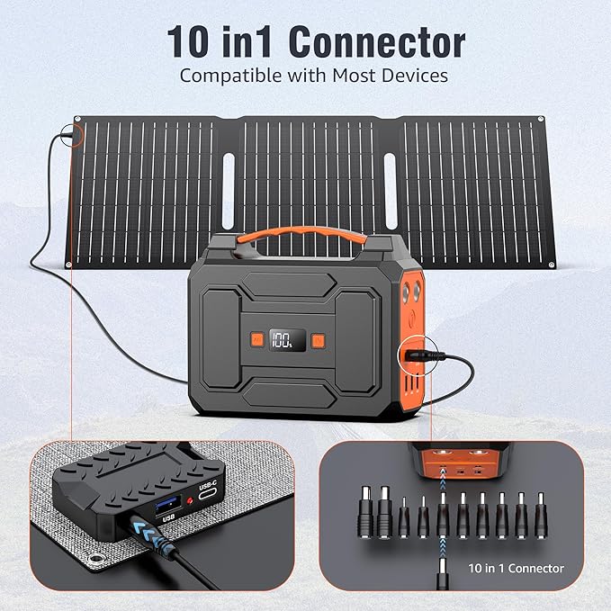 Portable Solar Panel Charger 30W, Foldable Solar Panel Kit with DC/USB C/USB A Output for Power Bank Station Phone Tablet, High Efficiency Waterproof Solar Panel for Camping RV Van Backpacking